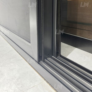 Porte <span class=keywords><strong>coulissante</strong></span> extérieure moderne de luxe pour villa, double vitrage, à rupture de pont thermique, noire, avec moustiquaire intégrée, pour l'Australie - Product Image 5