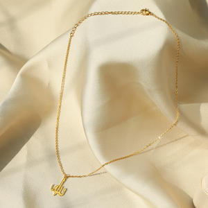 Mode personnalisé lettre <span class=keywords><strong>amour</strong></span> dieu patience en <span class=keywords><strong>arabe</strong></span> colliers femmes bijoux islamiques en acier inoxydable Allah pendentif en gros - Product Image 6