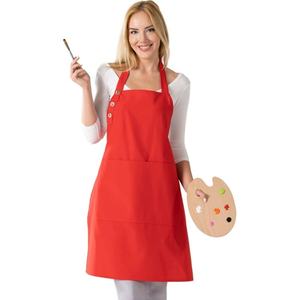 Tablier à 2 poches frontales Tablier en coton résistant aux gouttes d'eau avec tabliers réglables pour femmes avec poches 10 options de couleur Cuisine - Product Image 5