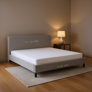 Letto Imbottito in Velluto Hebigan Youth King, Design Minimalista Grigio, Letto Morbido - Product Image 2