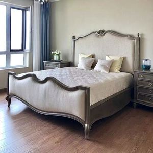 Cama Francesa de Madera Maciza, Blanca Vintage, Tamaño Personalizable, Diseño Sencillo, Directo de Fábrica - Product Image 6