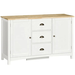 Armoire à Buffet en <span class=keywords><strong>bois</strong></span> blanc moderne avec 3 tiroirs de rangement et 2 portes pour le salon - Product Image 1
