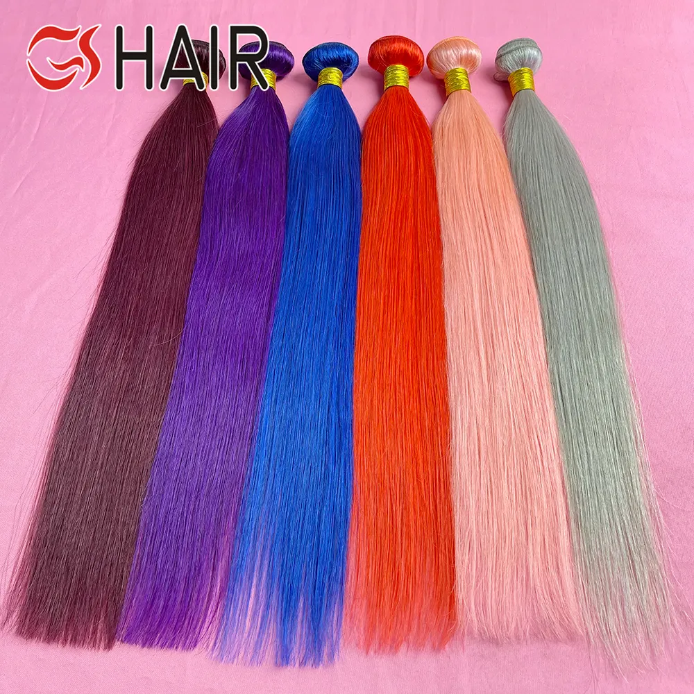 GS Hair Wholesale Colored Brazilian Human Hair Bundles,Red Bone Straight Human Hair Extension,Colorful Human Hair Vendors