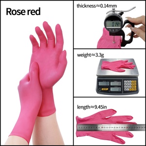 Gants d'examen jetables en nitrile texturés 3 mil, imperméables, rose vif, sans poudre, pour infirmières hospitalières et usage dentaire - Product Image 1