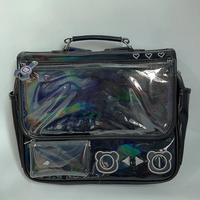 Sac Messager Ita du Fabricant avec Poche pour Bouteille d'Eau, en Cuir PU Holographique Laser, Porte-documents pour Présentation d'Anime