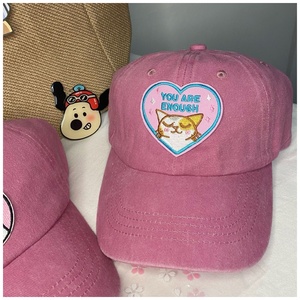Casquette de baseball <span class=keywords><strong>rose</strong></span> délavée, réglable, mignonne, avec logo brodé, calotte souple, tendance, effet visage mince, style vintage, pour grandes têtes - Product Image 4