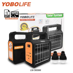 Yobolife便携式太阳能DC系统LiFePO4电池3.2V太阳能套件内置蓝牙太阳能家庭系统，带收音机MP3