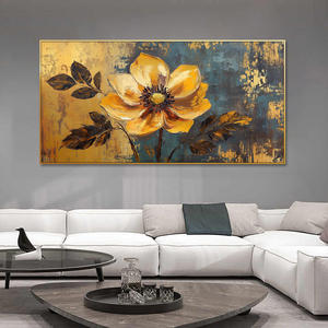Peinture abstraite moderne sur <span class=keywords><strong>arbre</strong></span> d'or Texture 3D Art mural fleuri Grande huile contemporaine sur toile Peinture contemporaine sur feuille d'or - Product Image 4