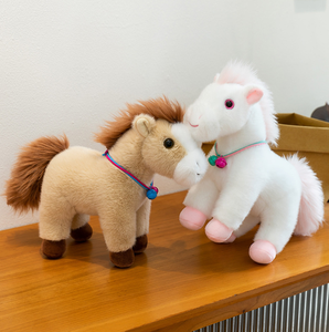 Mainan hewan boneka kuda ukuran kecil, mainan bayi mewah kuda putih - Product Image 4