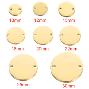 Dropshipping, pendentifs en acier inoxydable plaqué or 18 carats, connecteurs à double trou, logo gravé, pendentif vierge, sertissage de lunette, bijoux - Product Image 2