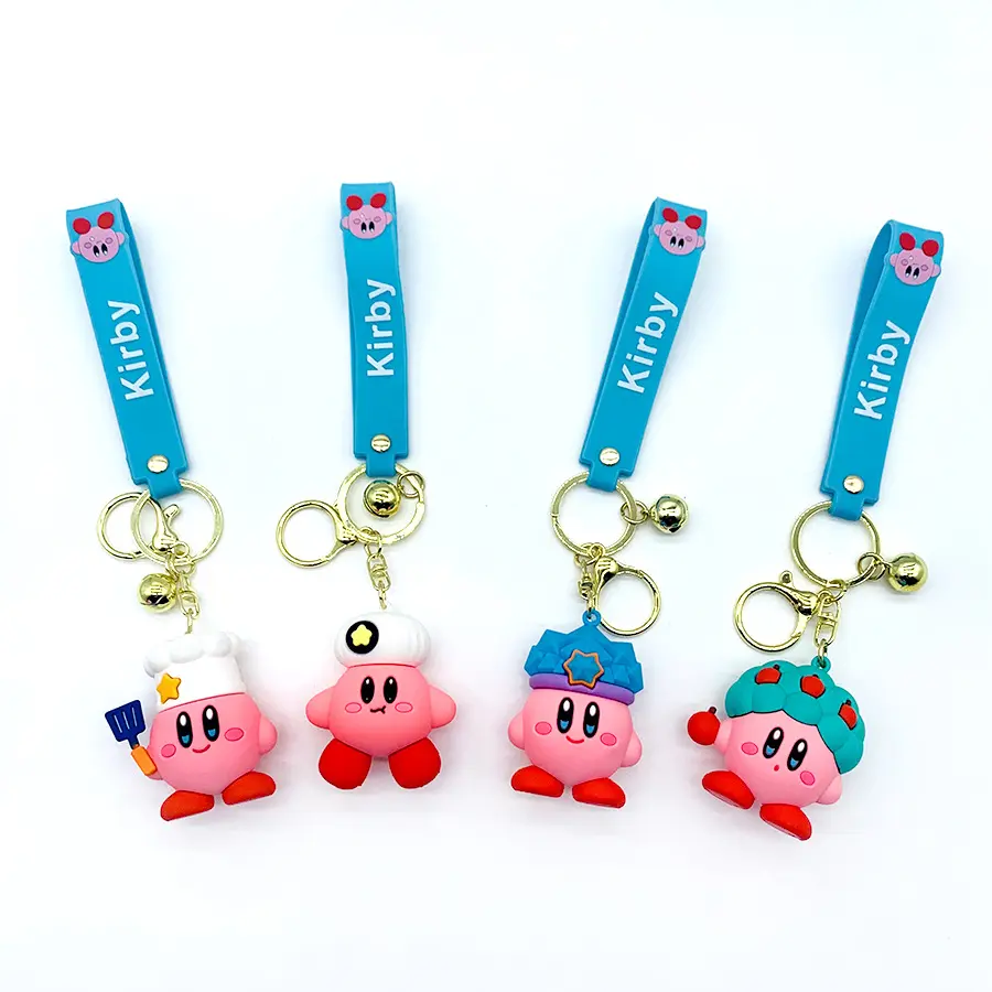 Pink Cute Cartoon Kirby Pvc Keychain Bag Car Key Ring Pendant Key Chain