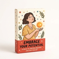 Juego de Tarjetas de Afirmación con Ilustraciones Personalizadas para la Ansiedad, Ofrece Preguntas Reflectantes para el Bienestar, Programas de Compras al por Menor