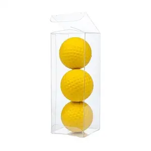 Nhỏ moq vuông dày khóa dưới rõ ràng nhựa PVC bao bì tùy chỉnh có thể gập lại hộp cho Golf Bóng