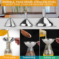 Ensemble de entonnoirs de différentes tailles en acier inoxydable de qualité alimentaire, mini-entonnoir avec 2 brosses, pour la cuisine, le remplissage de bouteilles et la cuisson