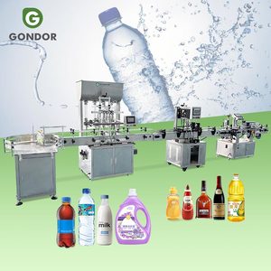 Machine de remplissage, de bouchage et d'étiquetage de bouteilles de liquide sans air pour shampoing, liquide vaisselle et produits de nettoyage, pour table de travail - Product Image 1