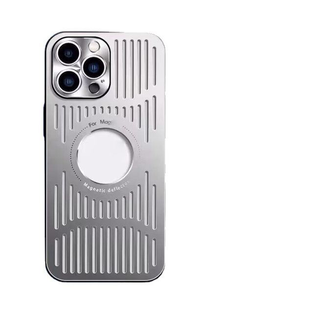 Aluminum Alloy Magnetic Phone Case With Heat Dissipation Mesh Metal Phone Case Phone Cover for IPhones 15 Pro Max