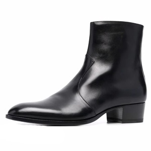 Stivali da <span class=keywords><strong>uomo</strong></span> ecologici per tutte le stagioni in vera <span class=keywords><strong>pelle</strong></span> antiscivolo nero con altezza alla caviglia per abiti da cerimonia estivi e invernali - Product Image 1