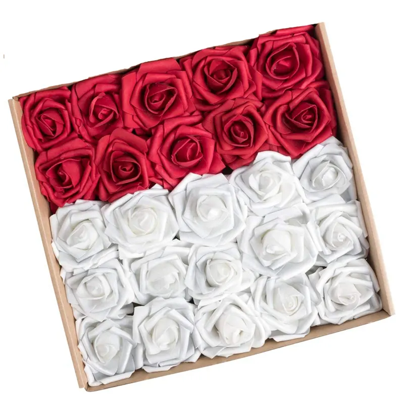Real Touch handwerk rosen mit Stielen für Kuchen Dekoration DIY, Braut Dusche Partei Hause Display Künstliche Schaum Blumen