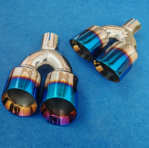 ปลายท่อไอเสียขนาด 4.5 นิ้ว รูปตัวยู ช่องระบายอากาศคู่ ตัดเฉียง สีฟ้าไหม้ ทำจากสแตนเลส สำหรับเพิ่มประสิทธิภาพ - Product Image 3