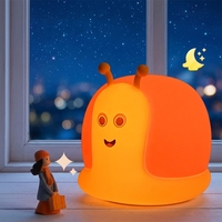 Lampu Tidur Silikon Bentuk Siput Kawaii, Cahaya Putih Hangat, Sensor Sentuh, Timer Otomatis, USB Rechargeable, Pelindung Mata, Lampu Meja Samping Tempat Tidur