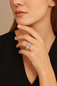 Bague en or rose sertie de diamants, élégante, brillante et stylée, bijou pour femme, idéale pour mariage, fiançailles et cadeau. - Product Image 5
