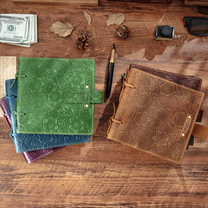 Cuaderno de cuero grabado hecho a mano, diario grueso DIY para <span class=keywords><strong>Contabilidad</strong></span> y notas diarias, diario de negocios Vintage para regalo - Product Image 3