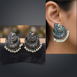 Boucles d'oreilles répliques en argent, motif paon, élégantes, pour filles, à porter au quotidien ou en soirée - Product Image 2