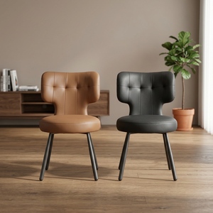 Silla Moderna de Salón en Cuero PU con Respaldo Acolchado y Patas Metálicas, Diseño de Mediados de Siglo, Muebles para el Hogar - Product Image 3