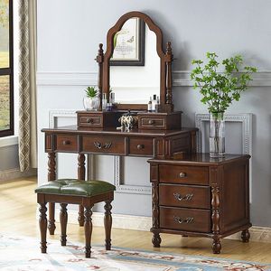 Toletta americana con cassettone angolare estensibile tutti in legno massello MDF per uso camera da letto - Product Image 6