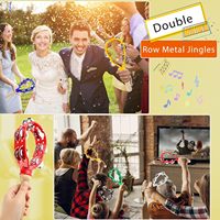 Wholesale 30CM Length Double Row Metal Jingles Hand Held Tambourine Percussion Instruments for Party KTV Church