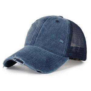 Gorra de béisbol de malla de 6 paneles desgastada y sin estructura con logo personalizado OEM de fábrica al por mayor - Product Image 4