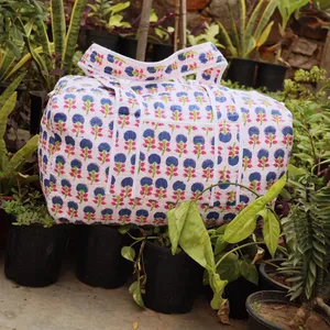 Sac en coton imprimé bloc de luxe pour femmes bagage à main lavable plage nuit voyage marché Shopping cadeau sac - Product Image 3