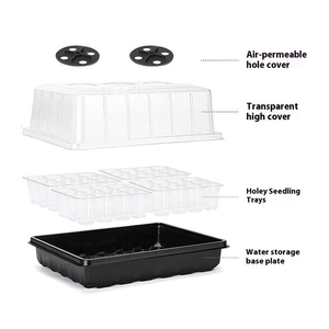 Plateau de pépinière léger en PS à 24 cellules, rectangulaire, réutilisable, avec trou de drainage et couvercle respirant pour semis hydroponiques - Product Image 2