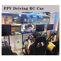 Coche de Carreras FPV RC con Cámara, Pista Modular de 5.8*2.8M y Juego de Volante y Pedales, Simulador de Carreras Inmersivo para Adultos