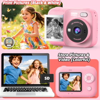 Mini enregistreur vidéo numérique portable avec zoom, impression instantanée de photos, cadeau de Noël ou d'anniversaire, appareil photo jouet 720P pour enfants