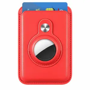 새로운 디자인 AirTag 지갑 iPhone 스마트 얇은 미니멀리스트 팝업 카드 AirTag 홀더를위한 카드 홀더가있는 마그네틱 가죽 케이스