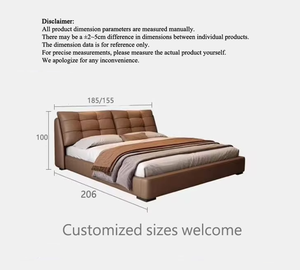 سرير منصة فاخر وعصري من الجلد مع لوح رأس مبطن، سرير ناعم مغطى بالقماش لديكور المنزل - Product Image 5