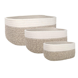 Cotton rope basket kid toys home organization set 3 cotton rope storage basket foldable clothing woven basket