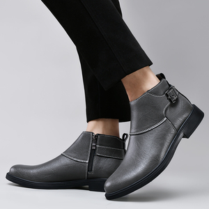 Botines <span class=keywords><strong>Chelsea</strong></span> para Hombre de Piel Genuina de Vaca con Punta Puntiaguda y Cierre, Tallas 37-48, <span class=keywords><strong>Botas</strong></span> de Invierno para Hombre - Product Image 4