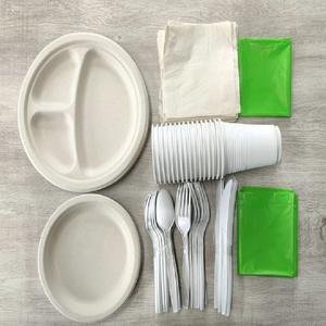 Vaisselle jetable <span class=keywords><strong>en</strong></span> <span class=keywords><strong>sucre</strong></span>, plateau <span class=keywords><strong>en</strong></span> papier, biodégradable, soluble, rouge, personnalisé, 9 pouces - Product Image 3