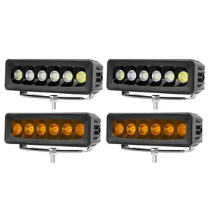 One Pair Combo Beam Pattern White Or Amber Light 6 Inch 60W Roof Light Bar