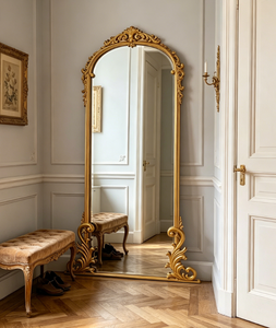 Heavenly <b>Mirror</b> Antique <b>Gold</b> <b>Ornate</b> Full Length Arched Vintage Wood Floor Standing <b>Mirror</b> with Carved Frame for Home Decor - Product Image 2
