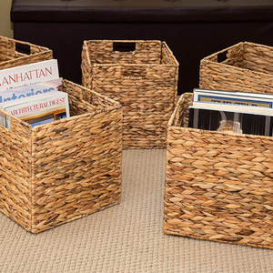 ตะกร้าหวายใส่น้ำผักตบชวาแบบทันสมัยอุปกรณ์จัดระเบียบในห้องน้ำแบบทอมือสำหรับใส่ผ้าขนหนูเป็นของขวัญ - Product Image 2