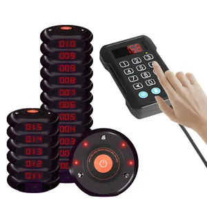 Wireless Restaurant Waterproof Pager Vibrating Coaster Pager System Buzzer Calling System For Restaurant Pager Button