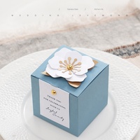 Geschenk- und Aufbewahrungsboxen aus Papier mit Individualisierung – Ihr Logo auf diesen blauen Souvenir-Boxen für Gastgeschenke zur Hochzeit bedruckbar