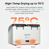 Kotak Penyimpanan Filamen Plastik Creality Dryer Space Pi X4L 4 Gulungan, Dua Ruang Pemanas Independen, Suhu Maks 75°C, Kompatibel 175mm