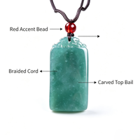 Pendentif de sécurité en jadéite birmane de qualité supérieure, jade vert naturel rectangulaire Wu Shi Pai pour cadeau de bijoux et vente en gros