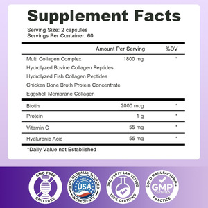 120 Capsules de Collagène Multi-Types I, II, III, V, X et Biotine – Complexe Multi-Collagène 5 Types – Supplément de Protéines Hydrolysées d'Origine Alimentaire - Product Image 4