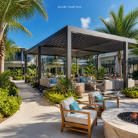 Pergola de jardin extérieure en aluminium thermolaqué motorisée à lames orientables, imperméable, bioclimatique, pour balcon et terrasse