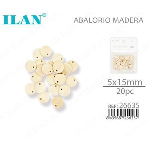 Perline a disco in legno Ilan 5x15mm 20 pezzi per la creazione di gioielli - Product Image 1